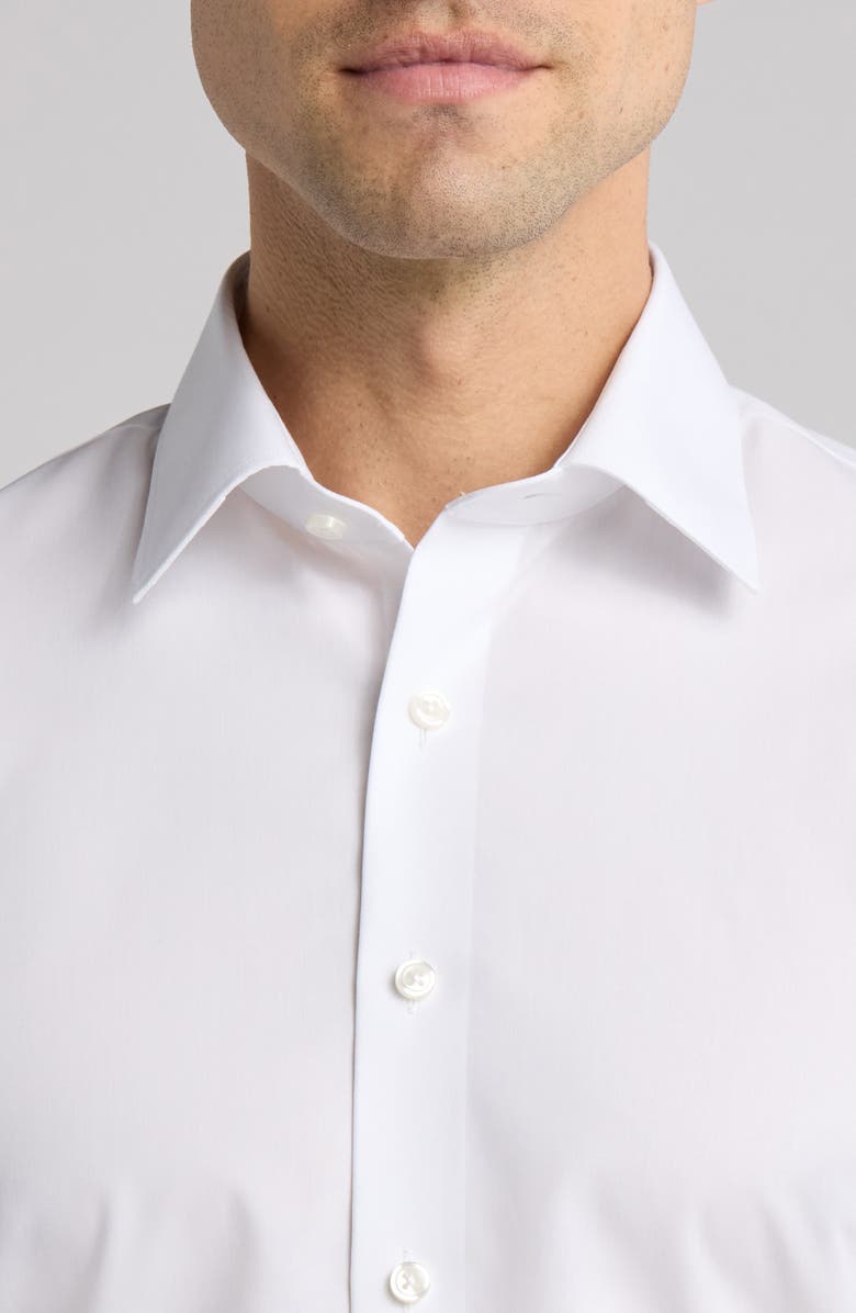 Nordstrom Non-Iron Traditional Fit Solid Cotton Dress Shirt, Alternate, color, White