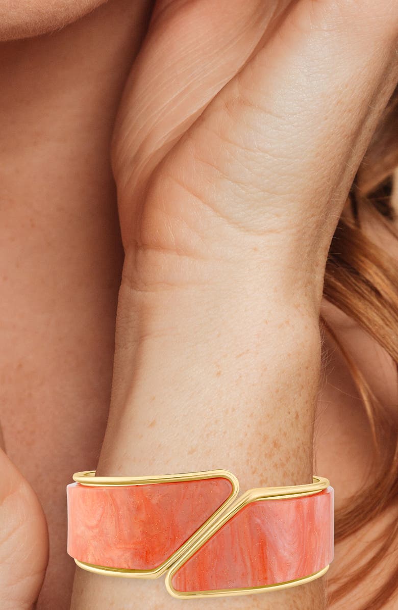 JARDIN Symetrical Hinged Statement Bracelet, Alternate, color, Peach/ Gold