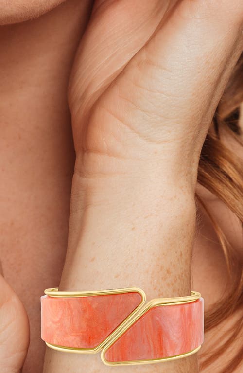 Jardin Symetrical Hinged Statement Bracelet In Peach/gold