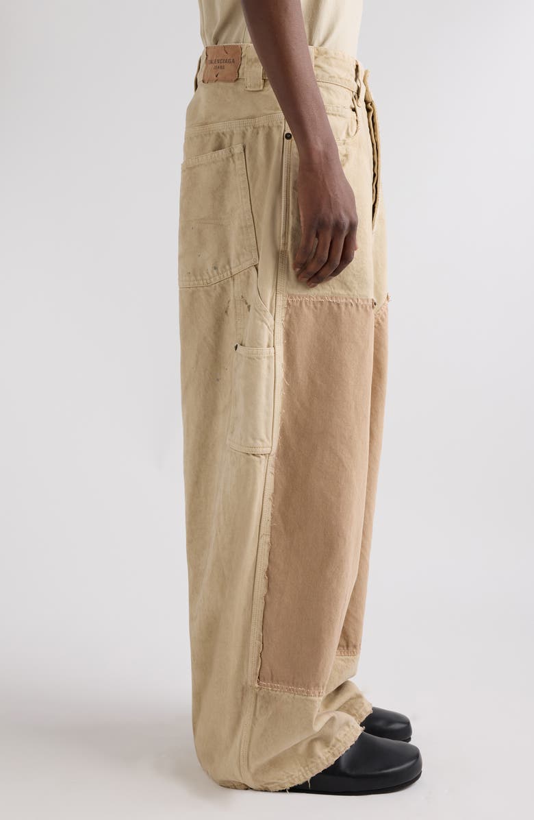 Balenciaga Ripped Off Baggy Carpenter Jeans, Alternate, color, 9501 Beige