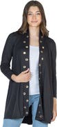 24seven Comfort Apparel Long Sleeve Mid Thigh Open Front Cardigan with Grommet Details