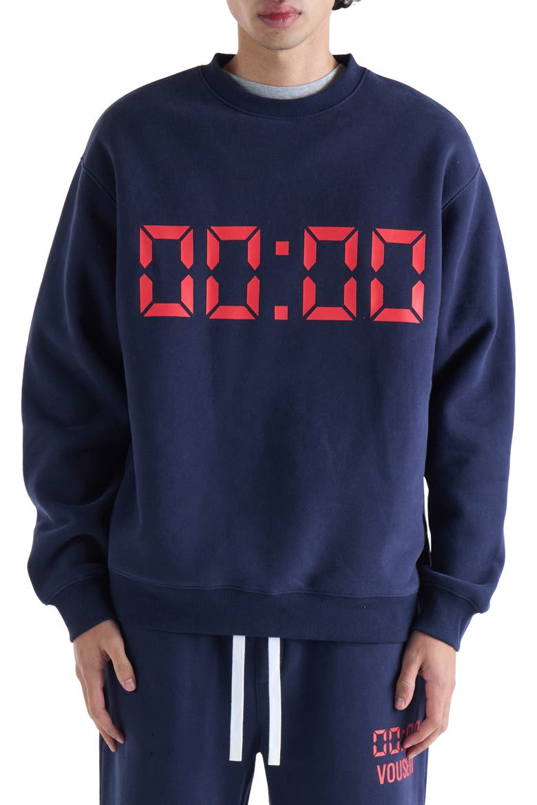Us Against Time Crewneck Sweatshirt, Main, color, NAVY
