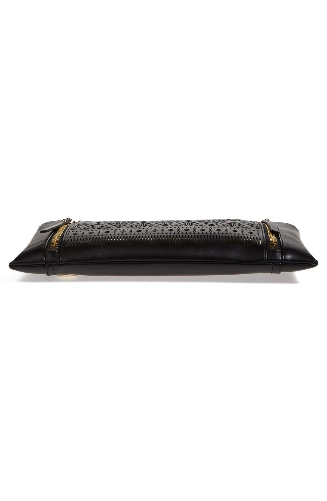 'Lila' Leather Clutch, Alternate, color, BLACK/ PALE GOLD