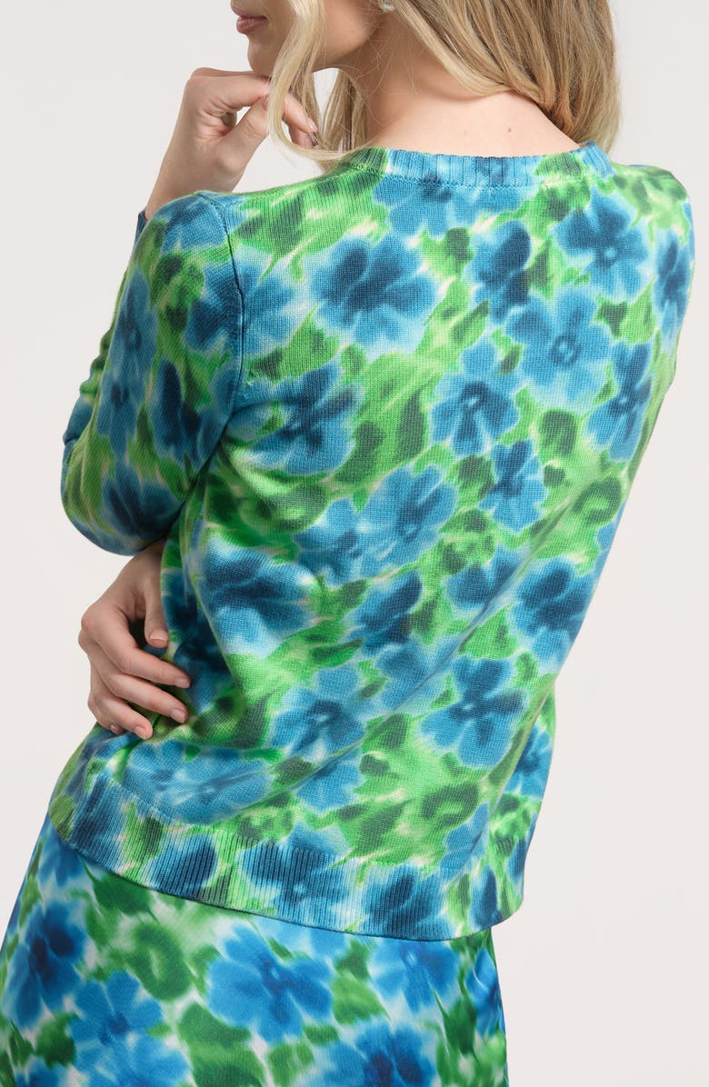 Isaac Mizrahi New York Floral Print Cardigan, Alternate, color, Green Multi