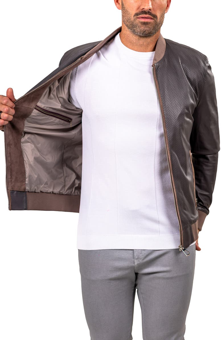 Maceoo Lambskin Leather Bomber Jacket, Alternate, color, 