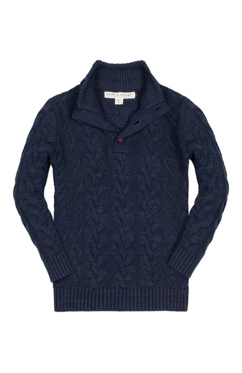 Baby Boys' Organic Mock Neck Cable Sweater, Infant