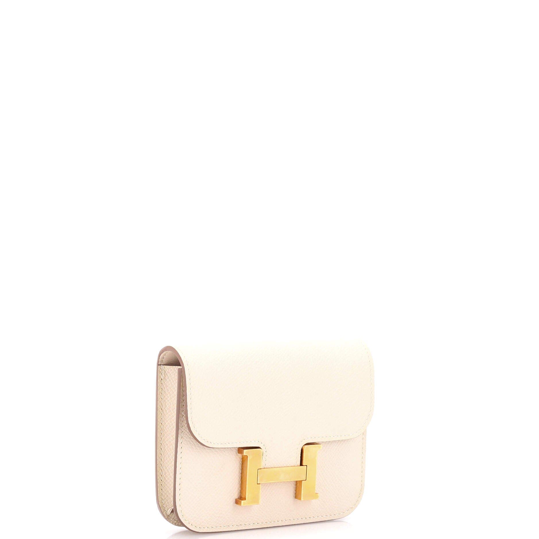 Pre-Owned Hermes Constance Slim Wallet Epsom, Alternate, color, Craie