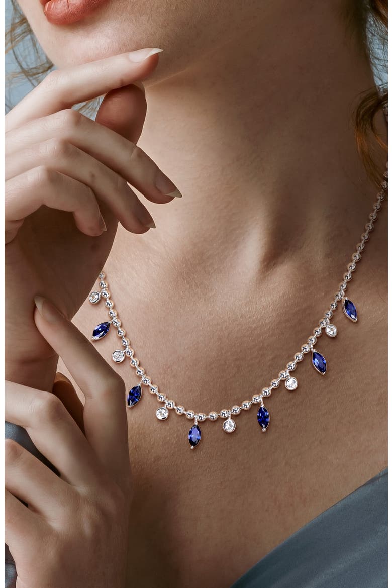 Lab Created Sapphire & Lab Created White Sapphire Necklace, Alternate, color, BLUE