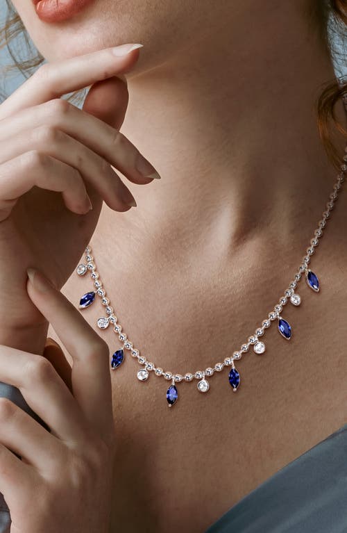 Delmar Lab Created Sapphire & Lab Created White Sapphire Necklace In Blue