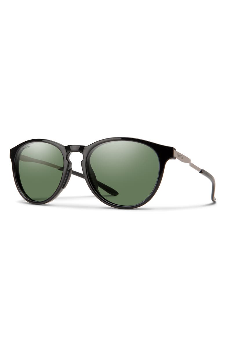 Smith Wander 55mm ChromaPop<sup>™</sup> Polarized Round Sunglasses, Alternate, color, Black / Grey Green