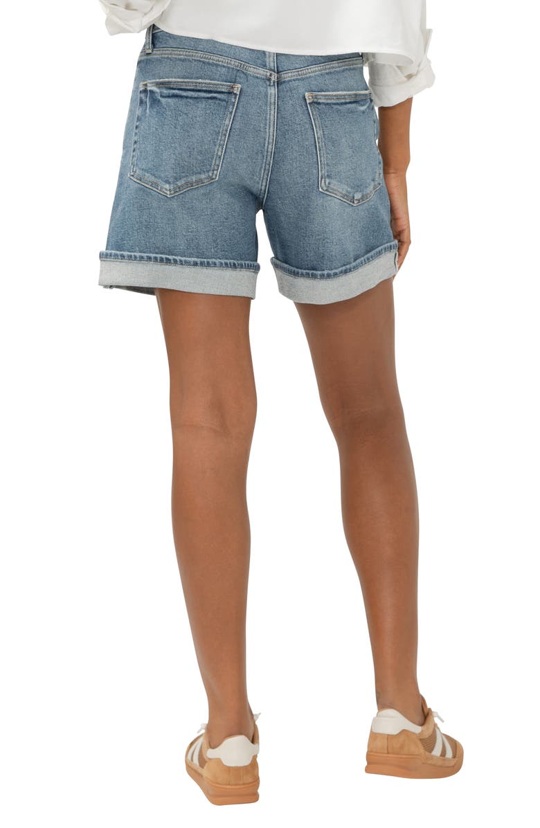 Silver Jeans Co. Be Easy High Waist Mid Thigh Denim Shorts, Alternate, color, Ambient