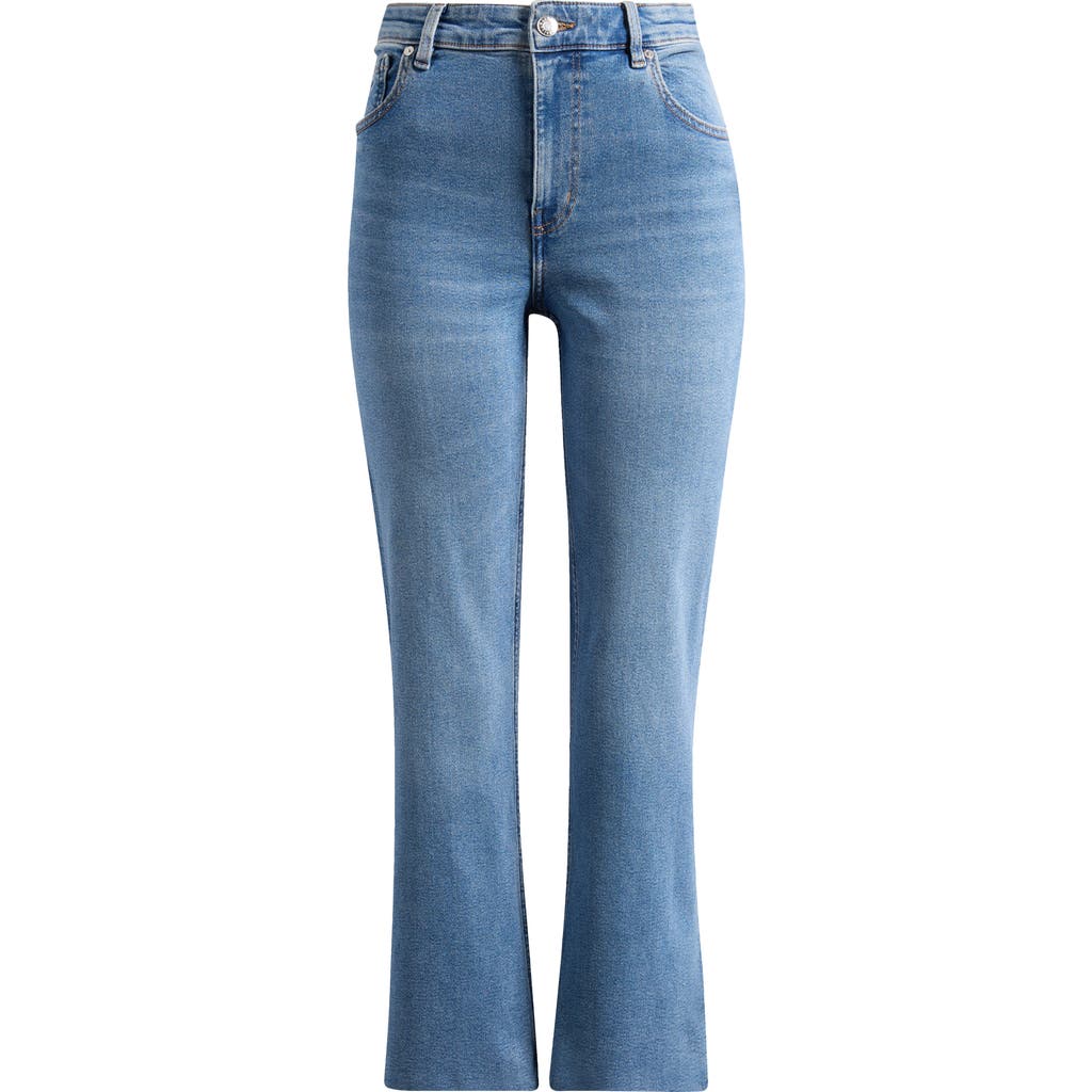 Mango Sienna Raw Hem Crop Flare Jeans In Blue