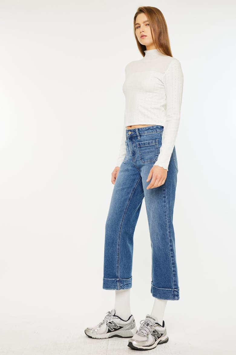 Angelina High Rise Cropped Flare Jeans, Alternate, color, Medium Wash