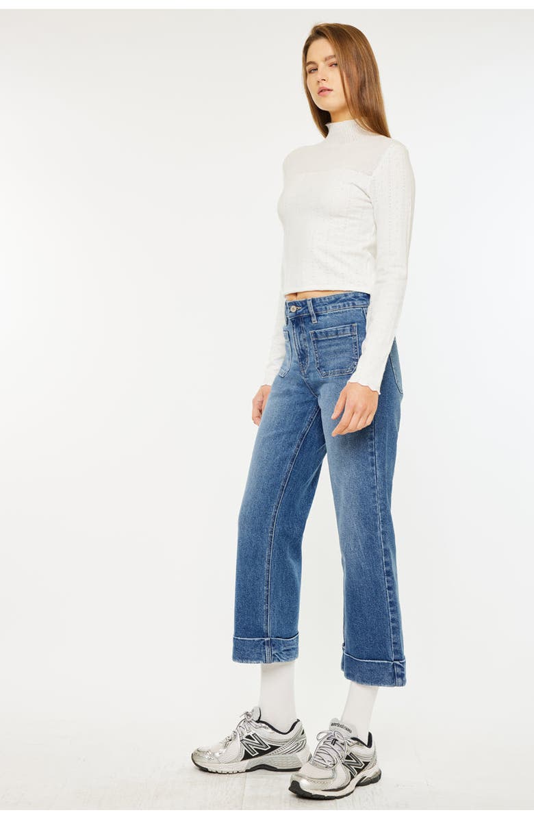 KanCan Angelina High Rise Cropped Flare Jeans, Alternate, color, Medium Wash
