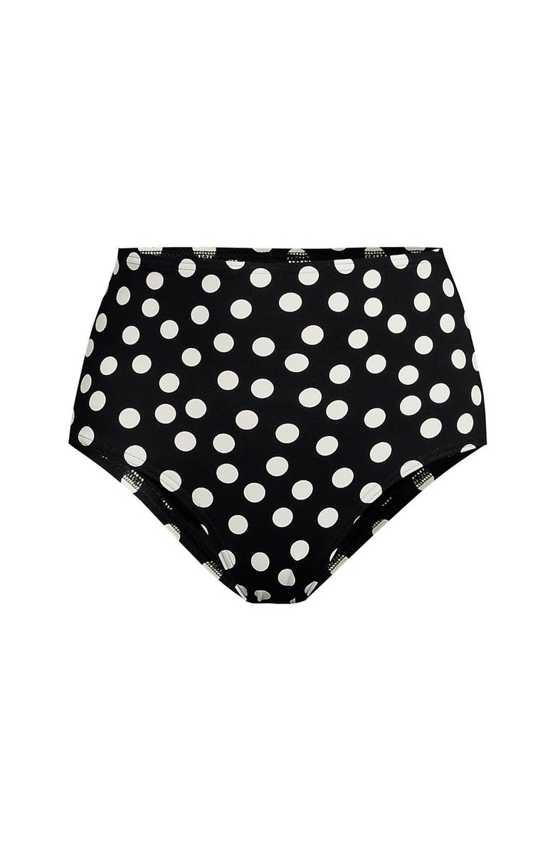 Lands' End Plus Size Sculpting Suit High Waisted Bikini Bottoms, Alternate, color, Black/Egret White Tossed Dots
