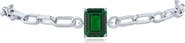 CZ by Kenneth Jay Lane Emerald Cut Cubic Zirconia Paper Clip Chain Bracelet