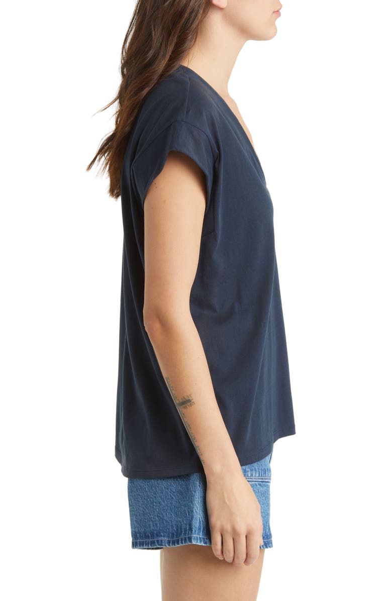 FRAME Le Mid Rise V-Neck T-Shirt, Alternate, color, Navy