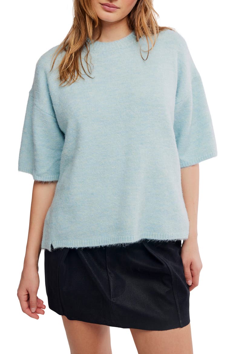 Margot Oversize Short Sleeve Sweater, Main, color, ANGEL FALLS MELANGE