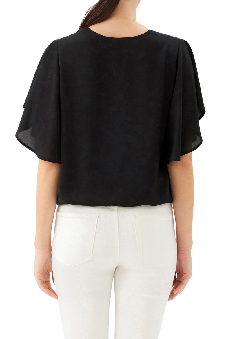 Flutter Sleeve V-Neck Top, Alternate, color, BLACK