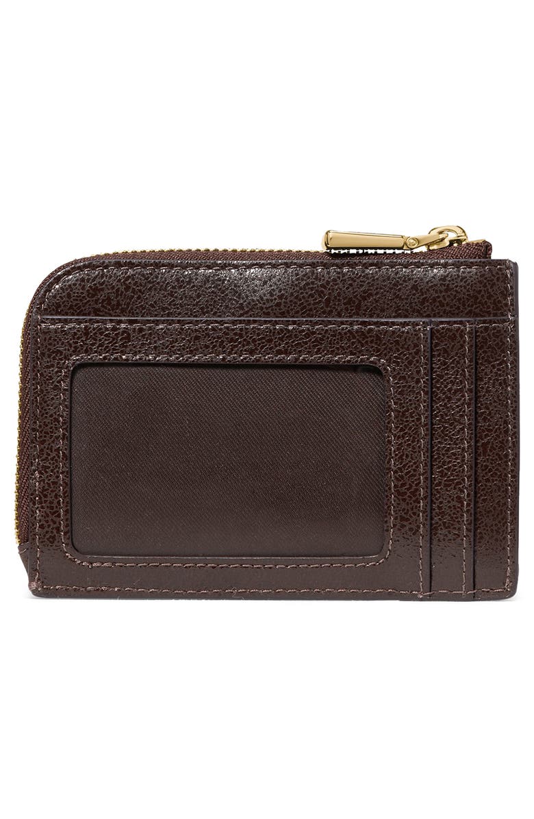 Kate Spade New York mini glazed leather zip card case, Alternate, color, Hot Fudge