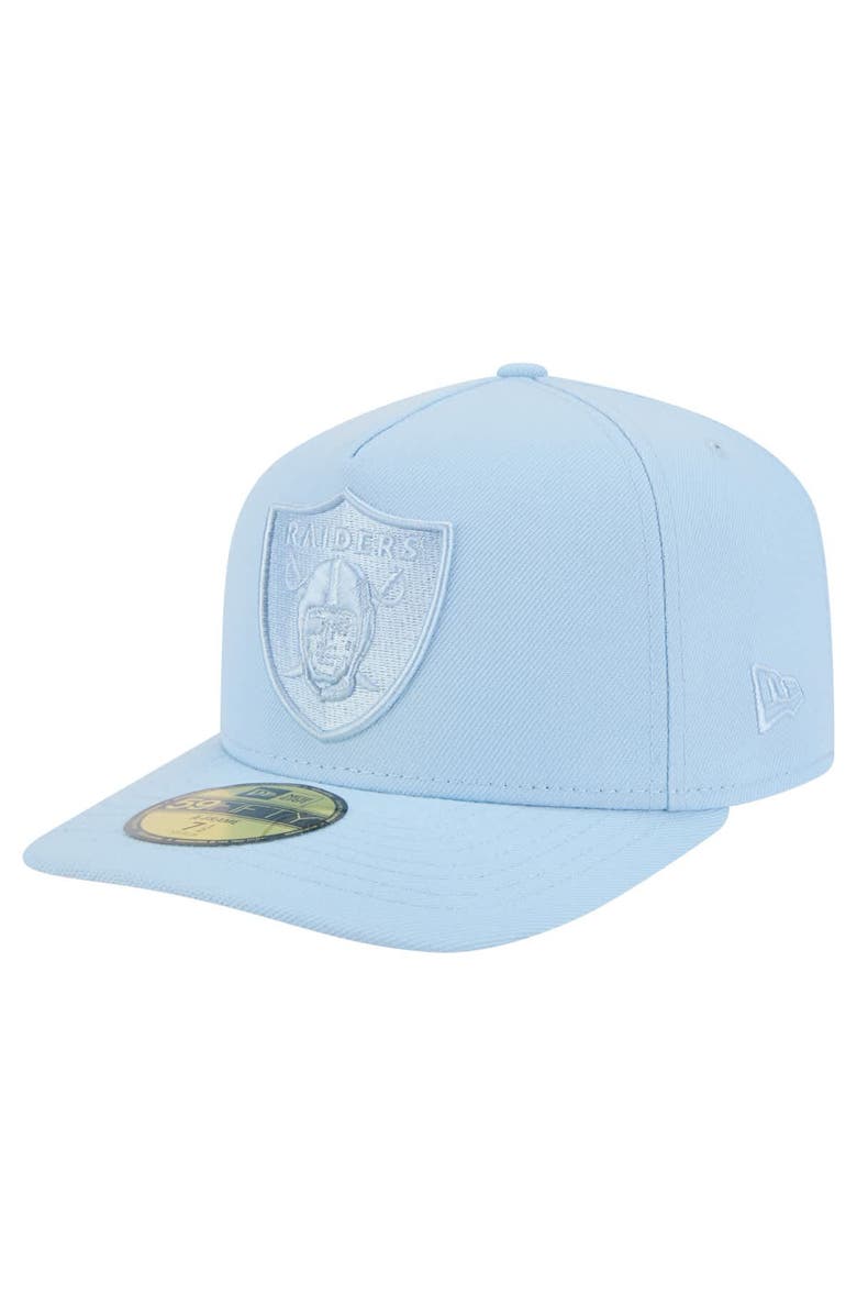 New Era Men's New Era Light Blue Las Vegas Raiders Color Pack A-Frame 59FIFTY Fitted Hat, Alternate, color,