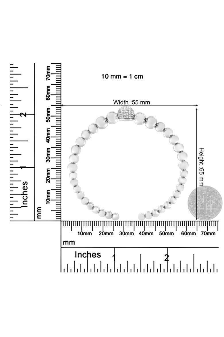 Silver 1/6 Cttw Diamond Rondelle Graduated Ball Bead Cuff Bangle Bracelet, Alternate, color, White