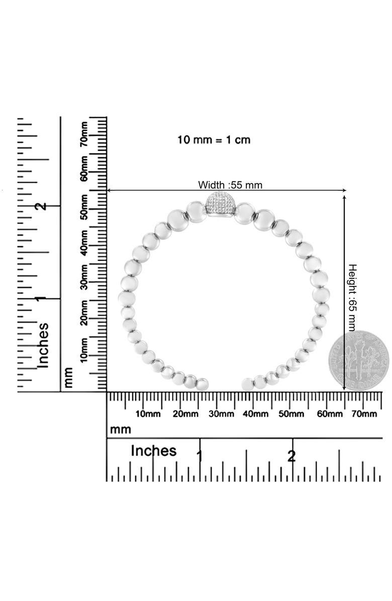 Haus of Brilliance Silver 1/6 Cttw Diamond Rondelle Graduated Ball Bead Cuff Bangle Bracelet, Alternate, color, White