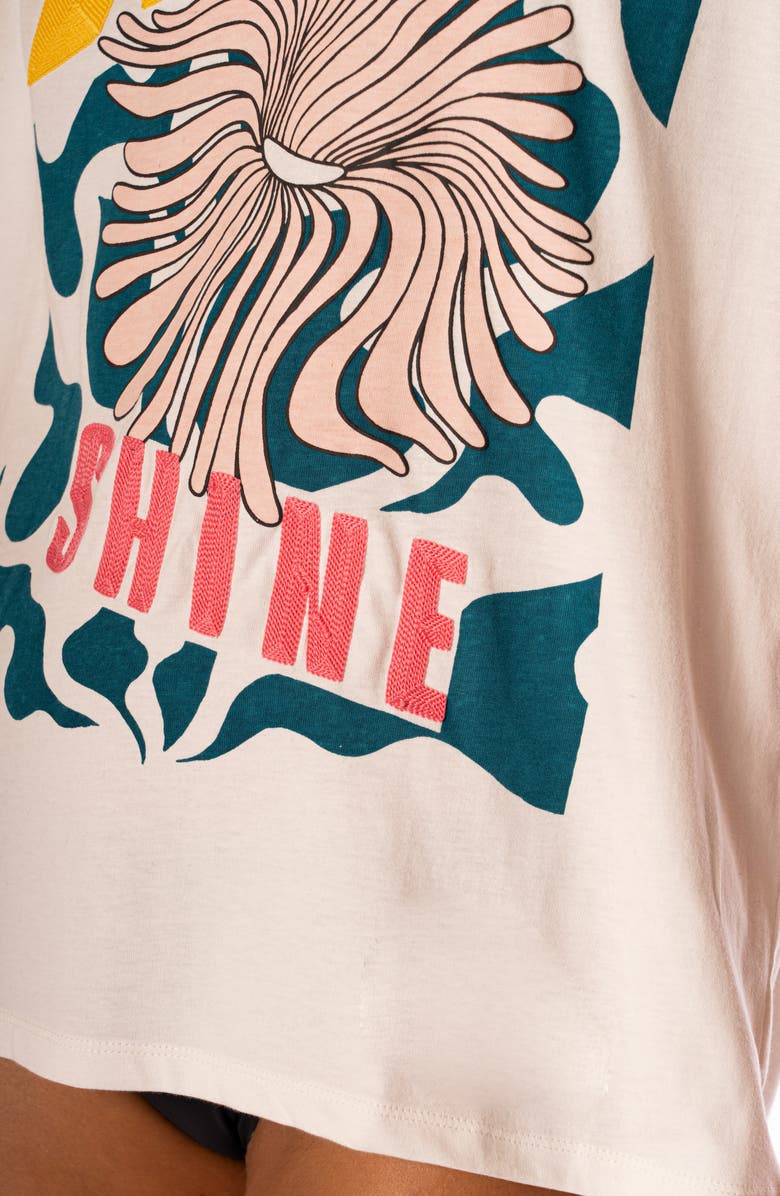 Maaji Beige Breeze Azalea Cotton Cover-Up T-Shirt, Alternate, color, Open White