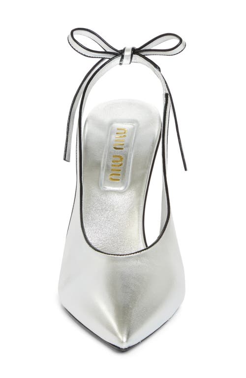 Miu Miu Pointed Toe Slingback Pump In Argento/nero