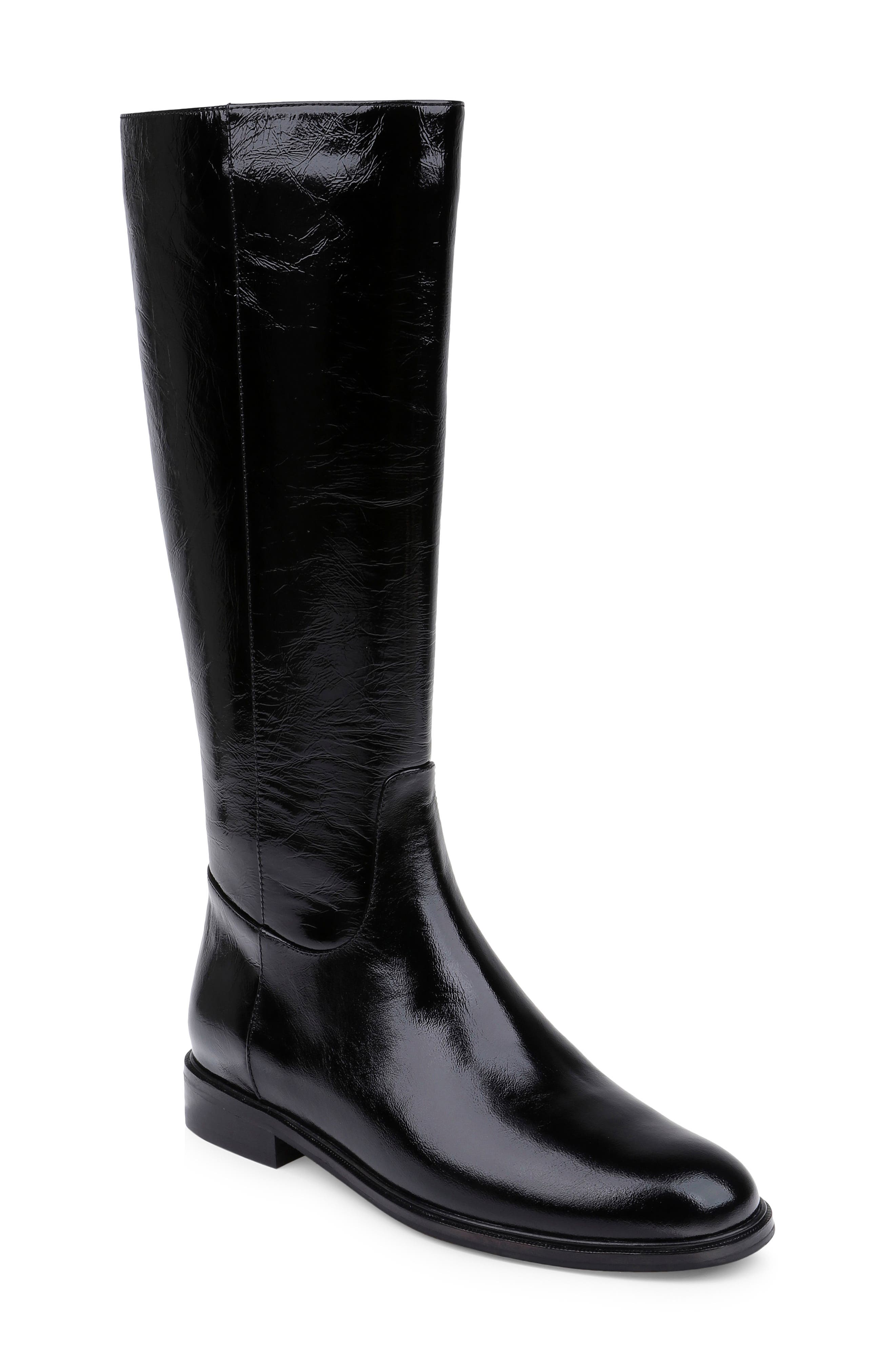 Cortland Tall Boot, Main, color, BLACK CRINKLE PATENT