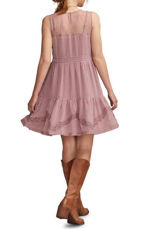 Lucky Brand Illusion Lace Detail Minidress In Pink