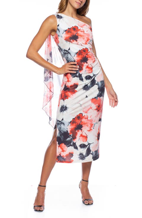 Floral One Shoulder Midi Dress
