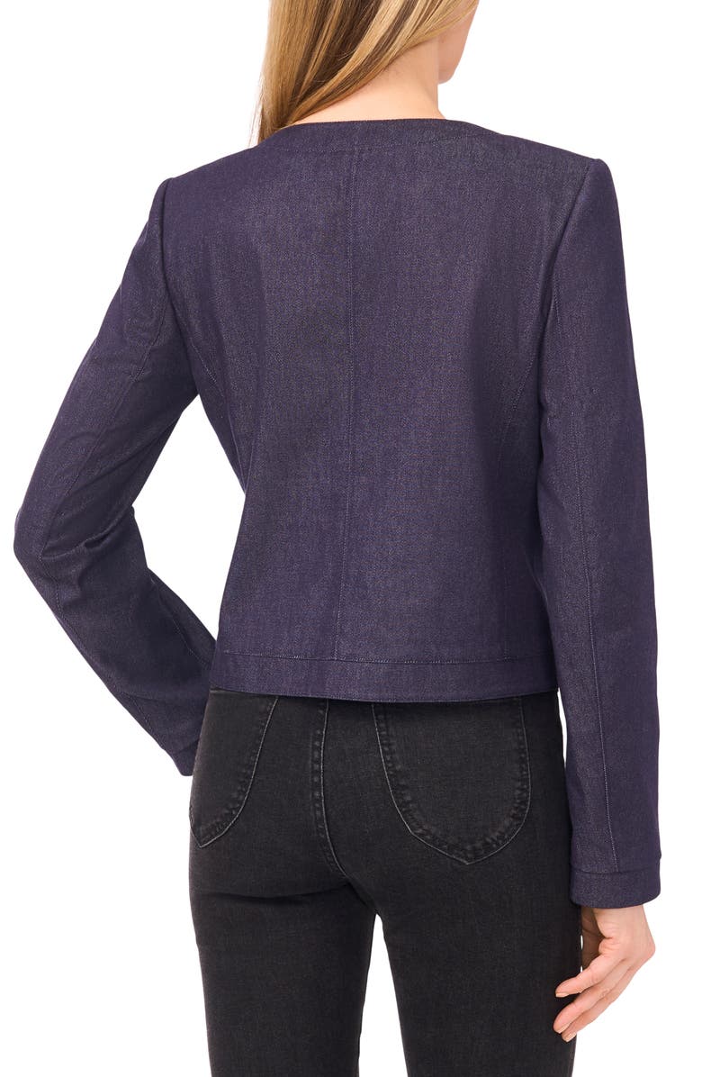 CeCe Rhinestone Snap Cotton Blend Jacket, Alternate, color, Classic Navy