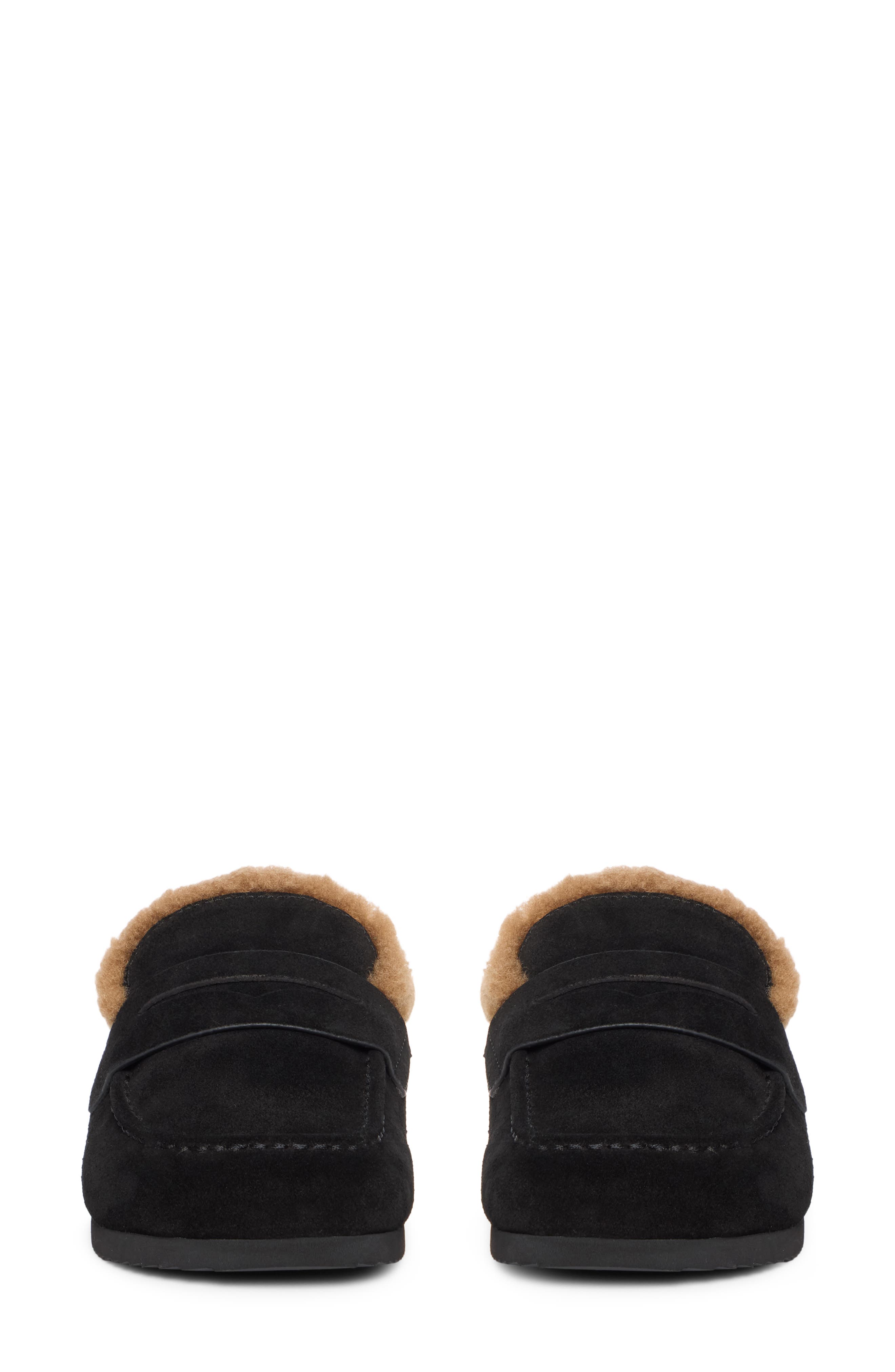 Wynn Faux Fur Lined Flat Mule, Alternate, color, BLACK