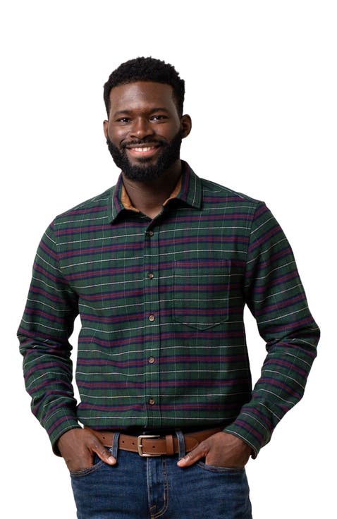 Men's Organic Flannel Shirt with Suede