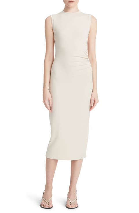 Side Ruched Sleeveless Knit Midi Dress