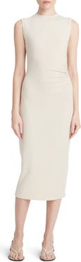 Vince Side Ruched Sleeveless Knit Midi Dress