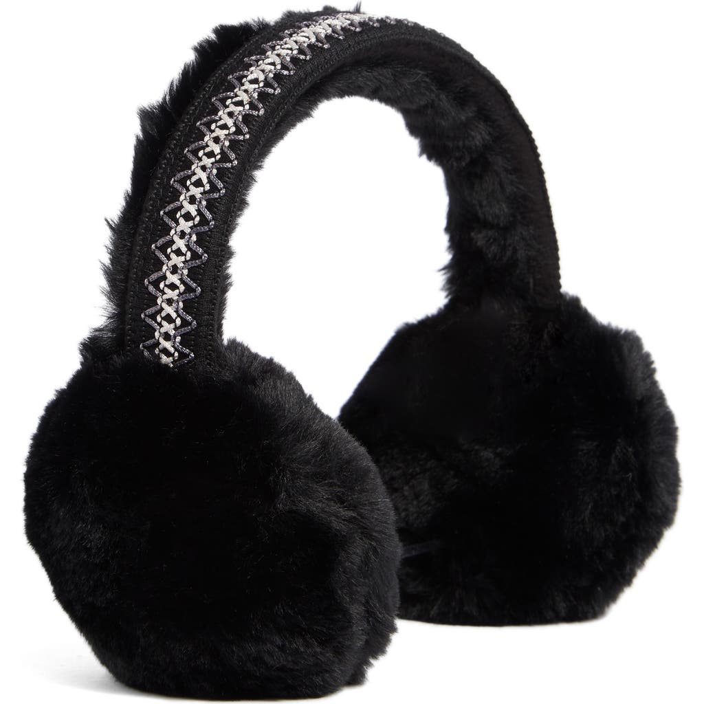 Bcbg Geo Faux Fur Earmuff In Black