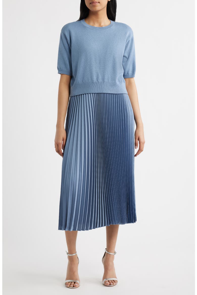 Sweater & Pleated Skirt Two-Piece Set, Main, color, SHADOW
