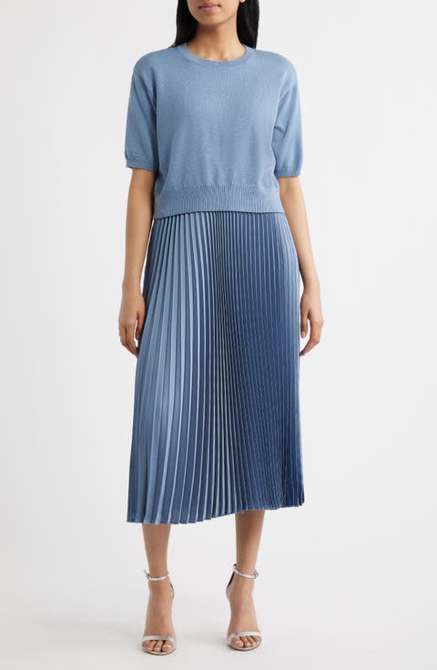 Sweater & Pleated Skirt Two-Piece Set