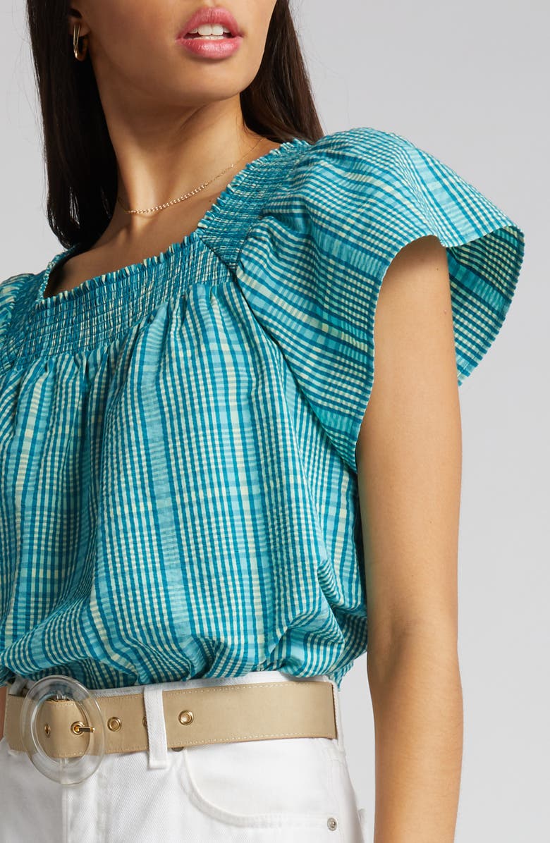 Rails Sonora Check Square Neck Cotton Blend Blouse, Alternate, color,
