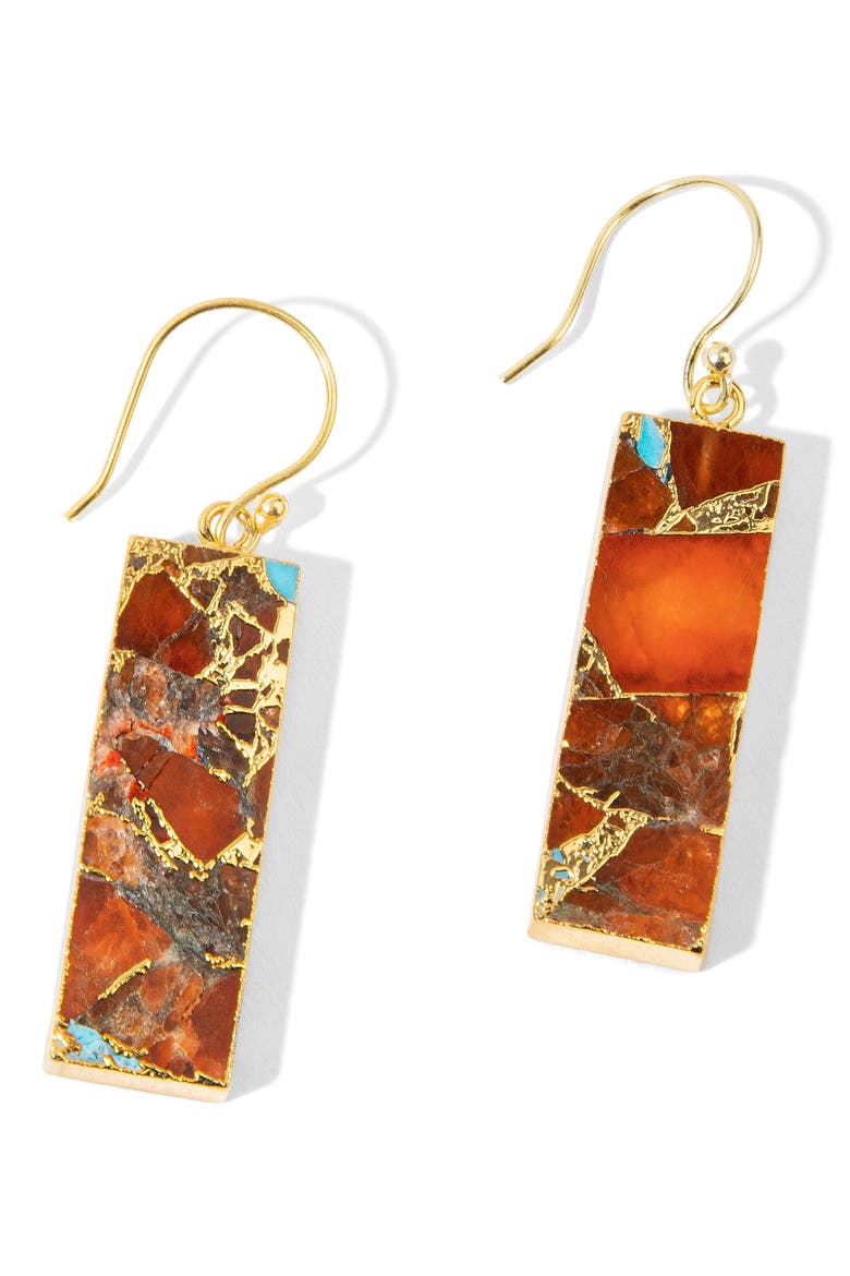 Rectangle Gemstone Drop Earrings, Main, color, MULTI