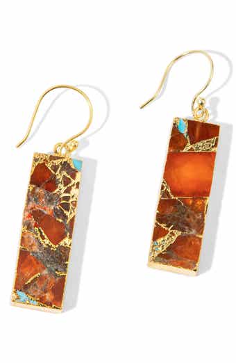 Rectangle Gemstone Drop Earrings