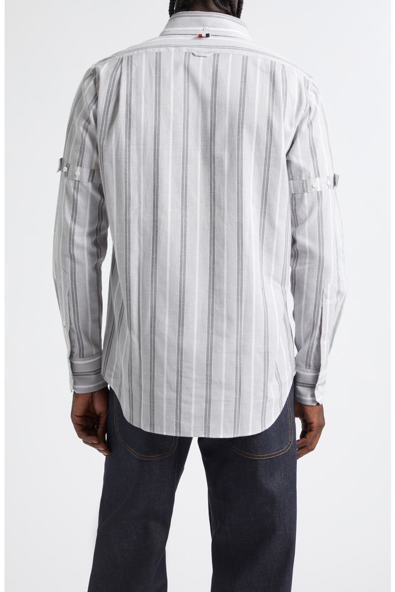 Straight Fit Stripe Cotton Button-Down Shirt, Alternate, color, MEDIUM GREY