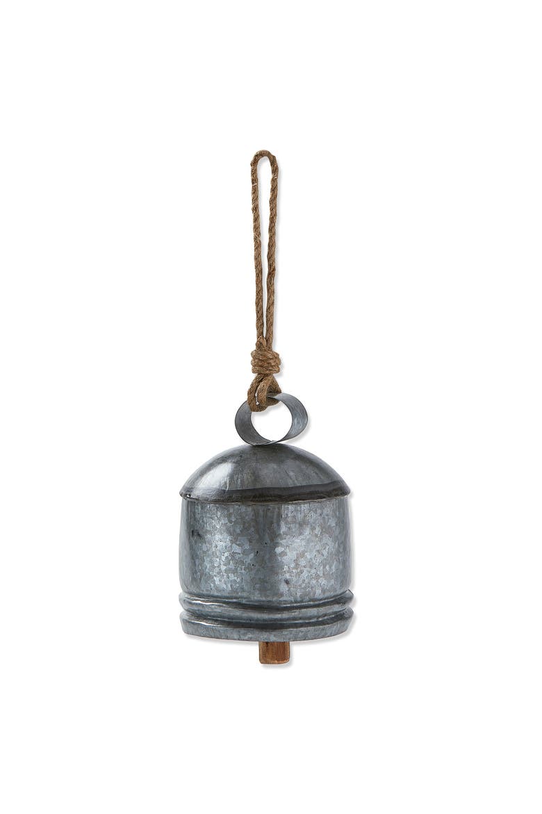 Classic Artisan Made Silver Bell Decorative Holiday Object, Main, color, Gray