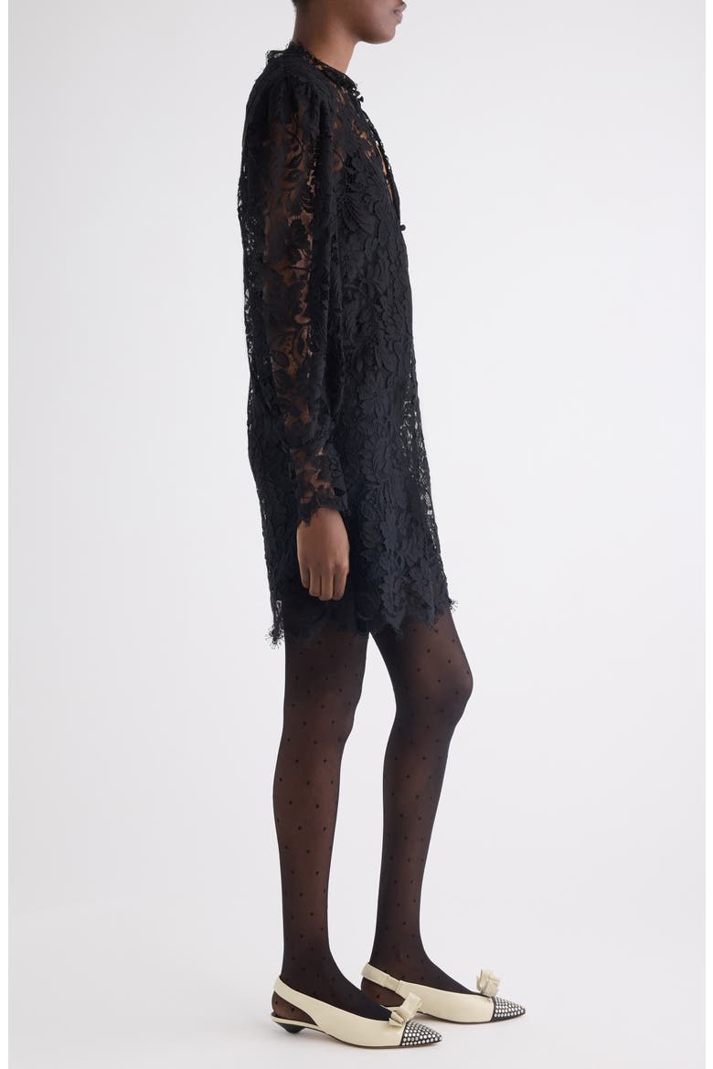 Long Sleeve Lace Minidress, Alternate, color, BLACK