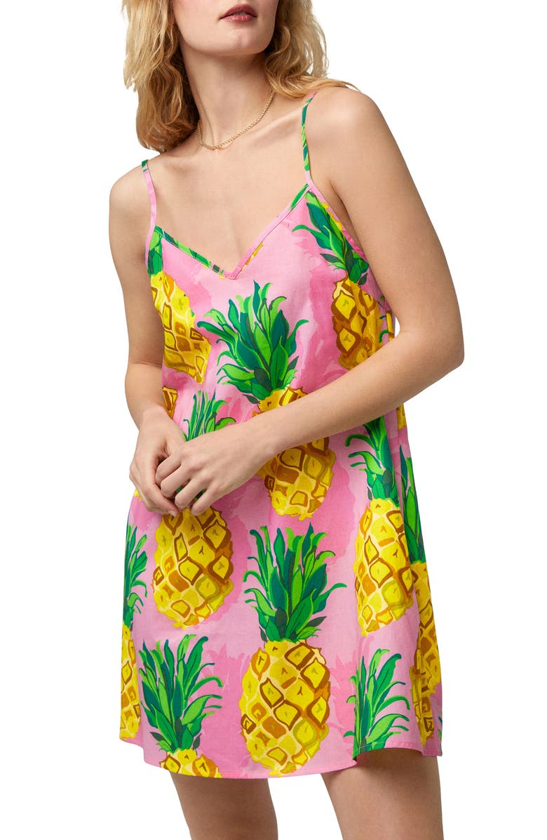 BedHead Pajamas Pineapple Print Organic Cotton Chemise, Alternate, color, 