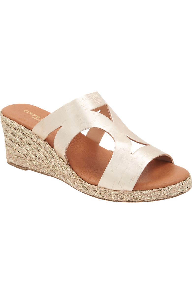 André Assous Addison Espadrille Wedge Sandal, Main, color, Platino