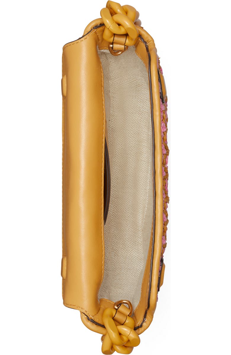 Tory Burch Mini Fleming Soft Raffia Crochet Crescent Shoulder Bag, Alternate, color,