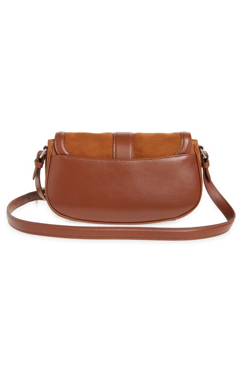 Alexander Mcqueen Satchel Brown Crossbody Bag With T-buckle And Embossed Logo In Suede Woman In Dark Brown/silver